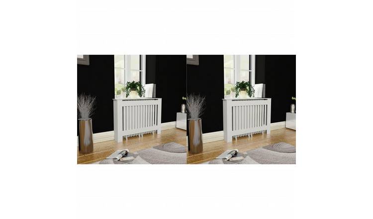 Walplus Pack of 2 Engineered Wood Radiator Cover - White - 112 x 19 x 81.5 cm