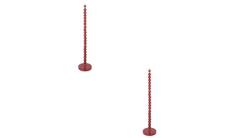 Loops Direct Pack of 2 132.7cm Steel Floor Lamp - Gloss Pink Clay