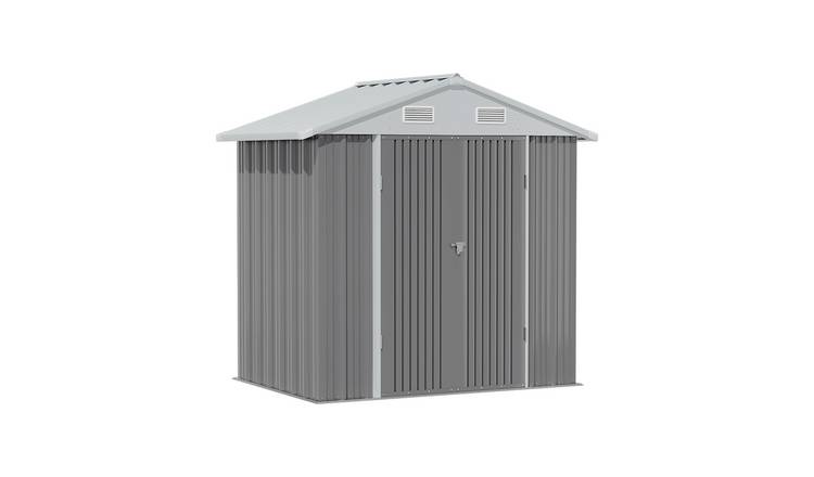 Living and Home 6x8FT Apex Garden Storage Tool Shed - Grey
