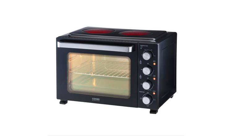Cooks Professional 34L Mini Oven with 2 Ceramic Hobs - Black/Silver