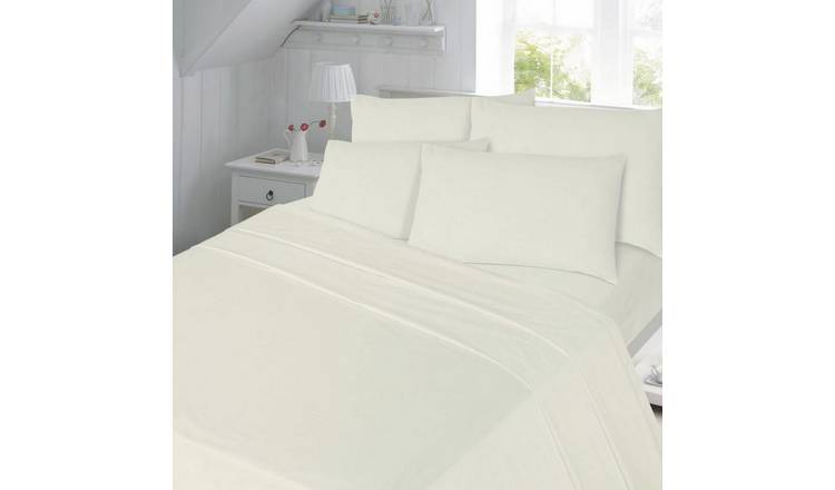 HomeSpace Direct T180 Percale Cream Duvet Cover Set - Double