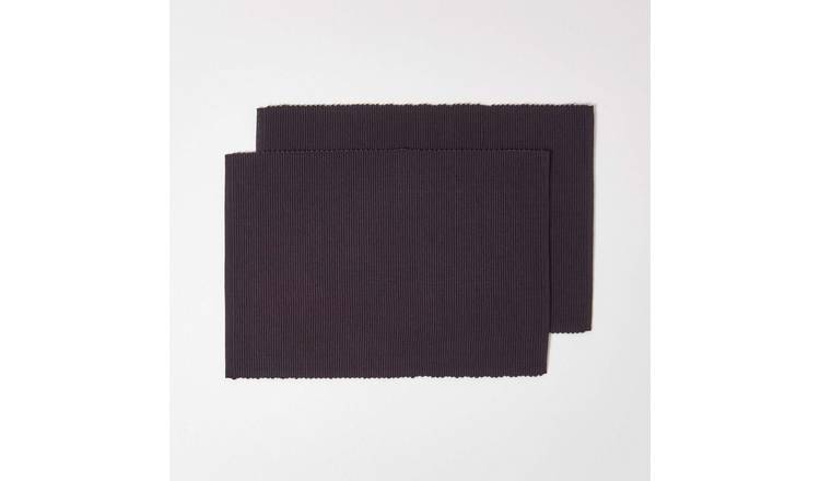 Homescapes Pack of 2 Cotton Placemats - Black