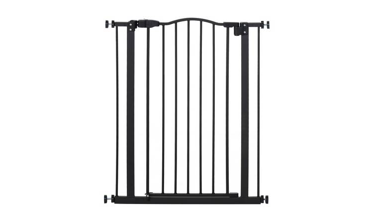 PawHut Pressure Fit Auto Close Dog Stair Gate - 74-80cm x 94cm - Black