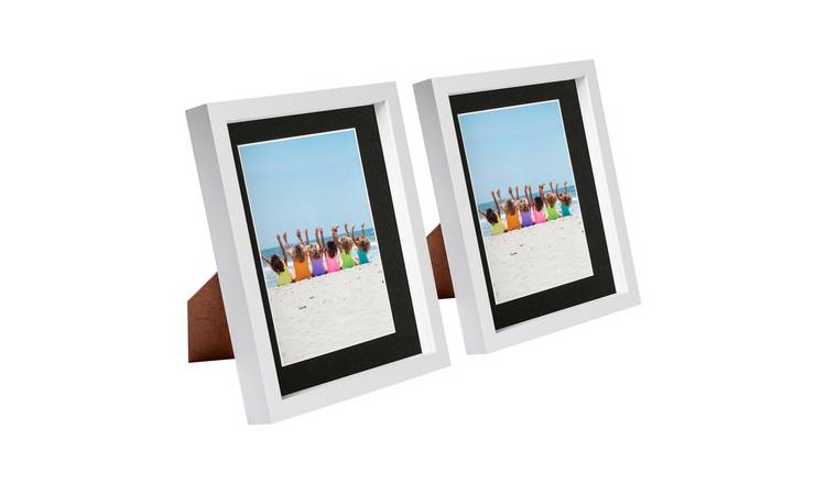 Nicola Spring 8" x 10" White 3D Box Photo Frame 5" x 7" Black Mount - Set of 2