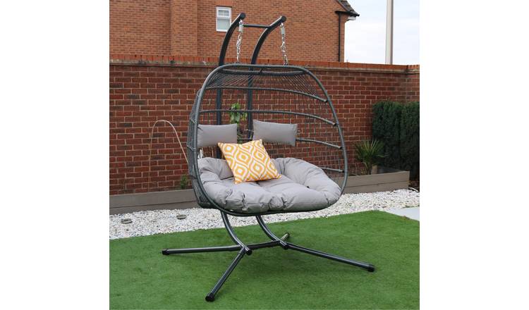 Furniture Maxi Bradway Double Hanging Egg Chair with Furniture Cover - Grey
