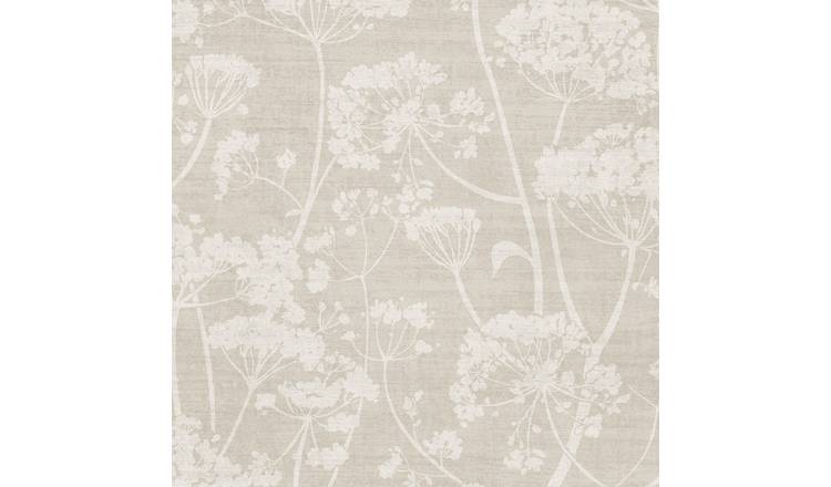 Grandeco Cow Parsley Organic Foliage Trail Wallpaper - Natural Taupe