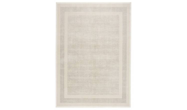 Mega Flooring White Modern Bordered Rug - 160 x 221cm