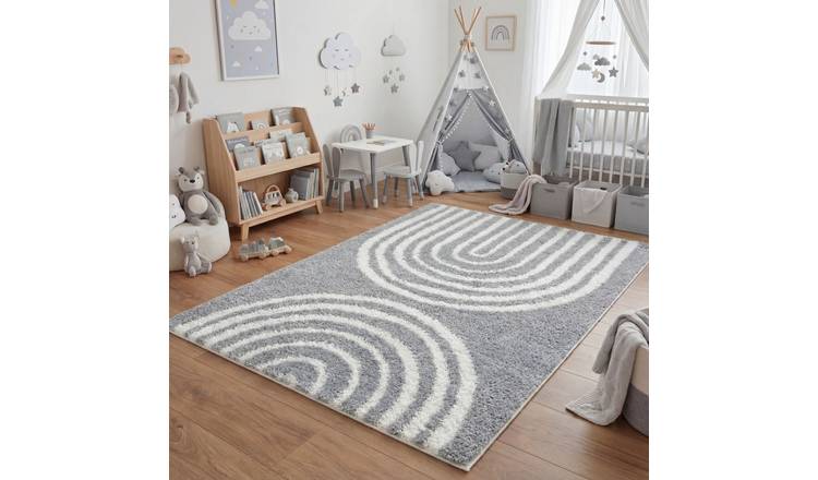 The Rugs Grey Moodi Rainbow Shaggy Rug - 120 x 170cm