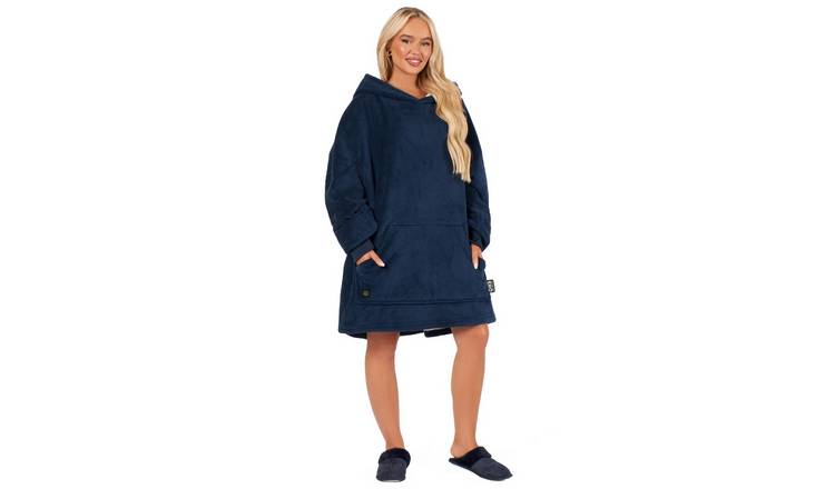 OHS Heated Hoodie Blanket - One Size - Navy
