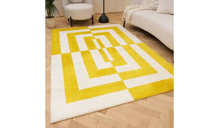 The Rugs White and Yellow Joli Geometric Rug - 200 x 290cm