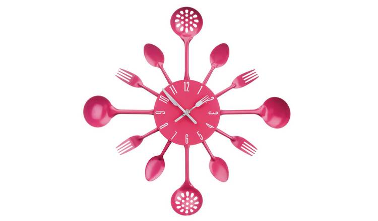 Orsina Romero 33cm Cutlery Metal Wall Clock - Pink