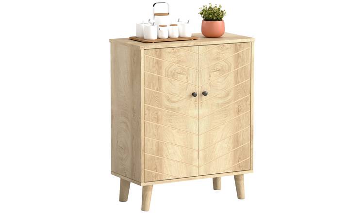 HOMCOM 2 Doors Wooden Sideboard - Natural Wood