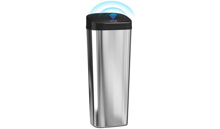 HOMCOM 50L Stainless Steel Sensor Bin with Dual-Mode Opening - Silver