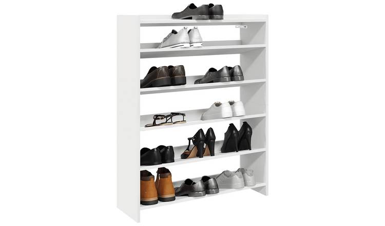 Walplus Engineered Wood Shoe Rack - White - 80 x 25 x 100 cm