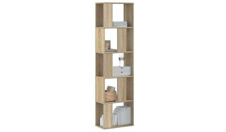 Walplus 5 Tier Engineered Wood Bookcase - Light Oak - 45 x 23.5 x 162.5 cm