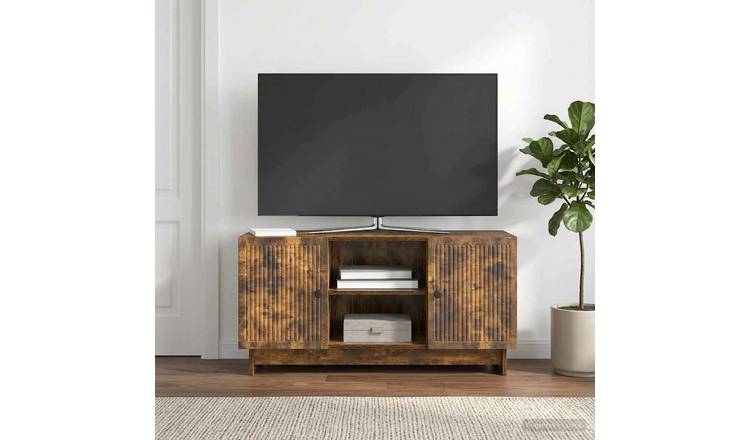 Walplus 2 Door Engineered Wood TV Cabinet - Smoked Oak - 102 x 34.5 x 50 cm