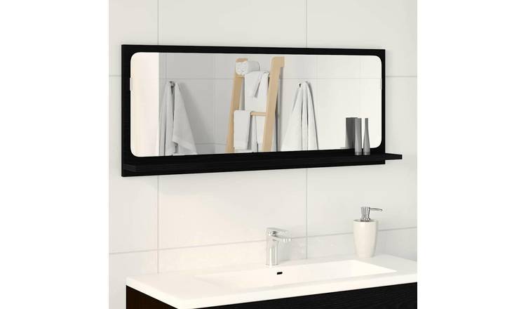 Walplus Engineered Wood Mirror Shelf - Black Oak - 90 x 10.5 x 37 cm