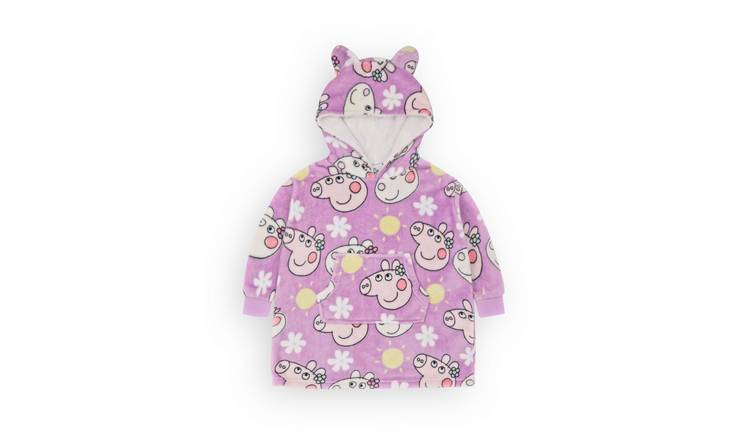 Peppa Pig Scattered Print Kids Girls AOP Blanket Hoodie - Purple