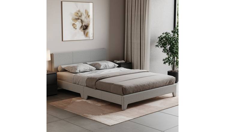 Vida Designs Victoria Linen Double Bed - Light Grey