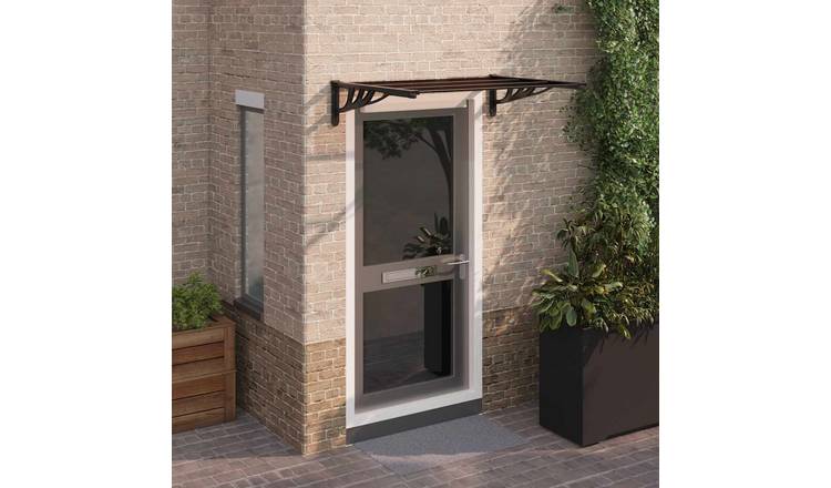 Walplus Polycarbonate Door Canopy - Black - 122 x 90 x 27.5 cm