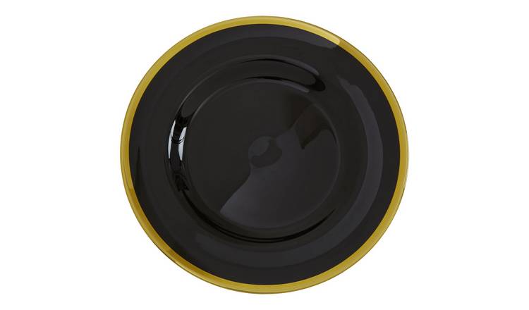 Orsina Ida Glass Charger Plate - Black And Gold