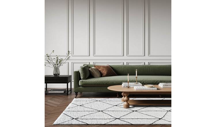 Mega Flooring White Shaggy Geometric Rug - 133 x 195cm