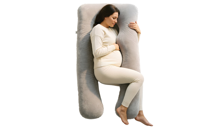 Nicola Spring Pregnancy Pillow with Storage Bag - Grey