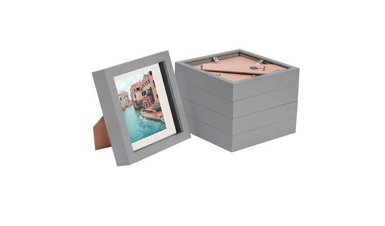 Nicola Spring 3D Box Photo Frames - 6 x 6" with Mount - Set of 5 - Grey
