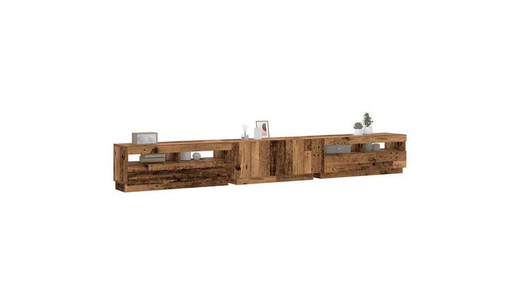 Walplus Engineered Wood LED TV Cabinet - Old wood - 300 x 35 x 40 cm