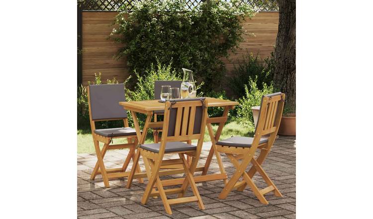 Walplus 4 Piece Solid Acacia Wood Garden Chairs - Dark Grey - 36 x 46 x 86 cm