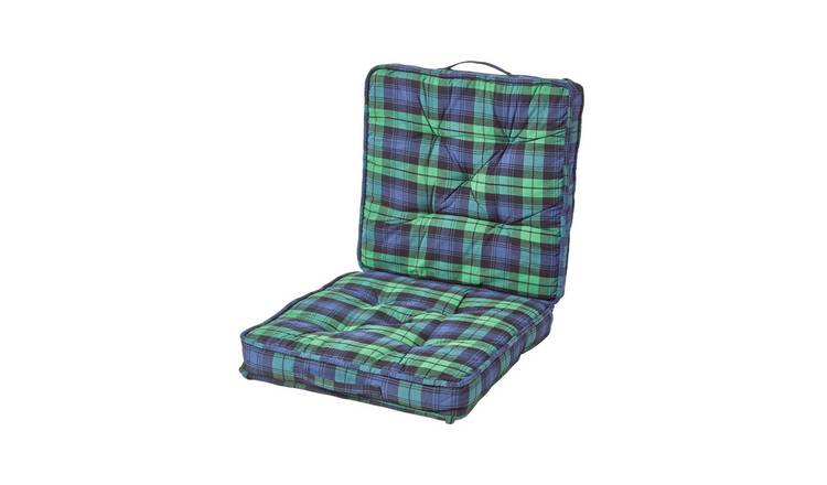 Homescapes Cotton Tartan Travel Support Booster Cushion - Blackwatch