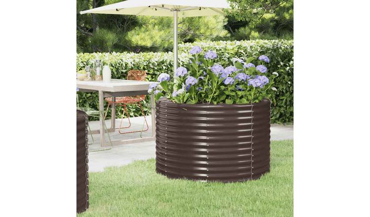 Walplus Galvanised Steel Raised Garden Bed - Brown - 100 x 100 x 68 cm