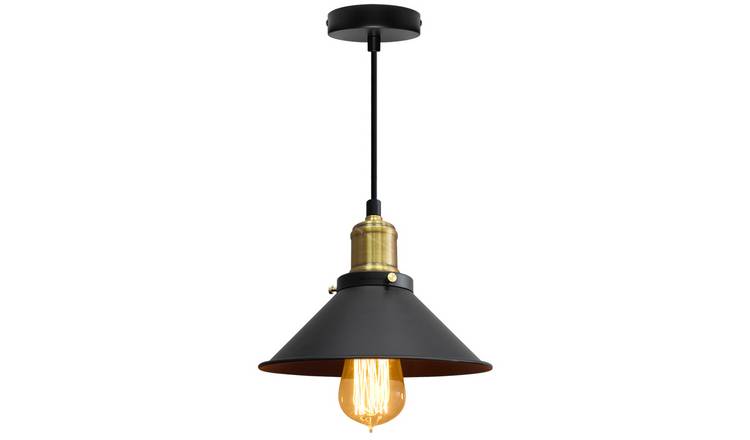 Energy Light Bulbs Cone Metal Ceiling Pendant Light - Black