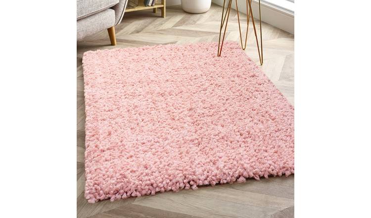 Mega Flooring Pink Shaggy Plain Rug - 140 x 200cm