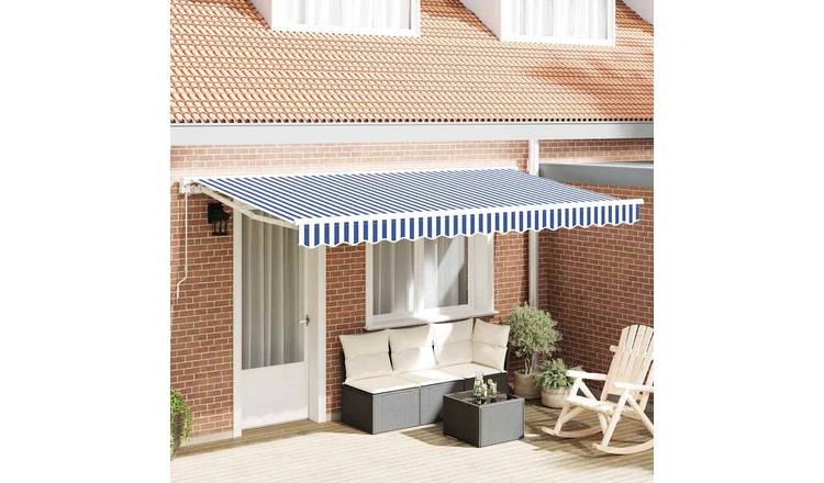 Walplus Polyester Awning Frame - Blue and White - 350 x 200 cm