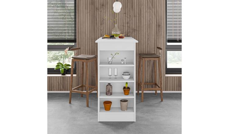 Decortie Swallow Wood-Effect Particleboard Bar Table 2 Seater - White