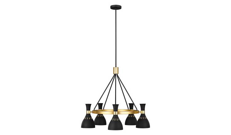 Elstead Joan 5 Arm Chandelier - Midnight Black