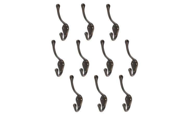 Hammer & Tongs Narrow Hat & Coat Hook - Black - Pack of 10