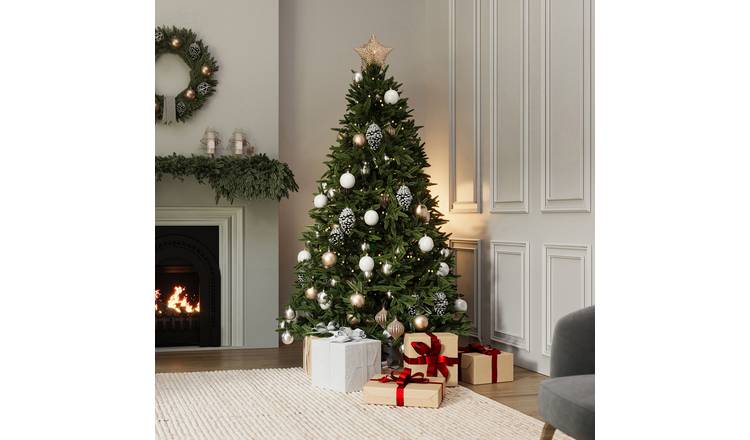Charles Bentley Luxury 8ft Faux Nordic Spruce Hinged Christmas Tree Artificial