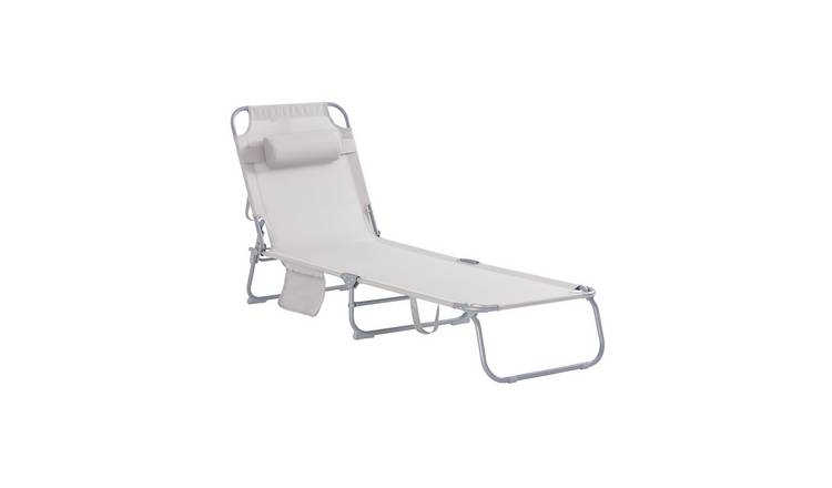 SoBuy Outdoor Seating Pillow Folding Deck Chair Sun Lounger - Beige