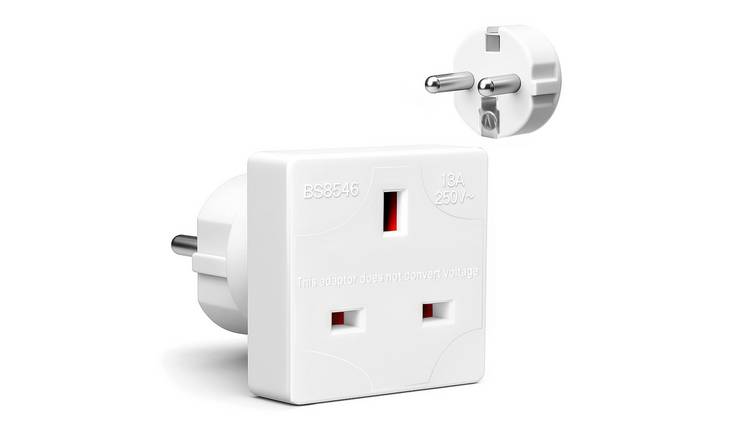 Desiretech UK to EU Travel Plug Adaptor - White