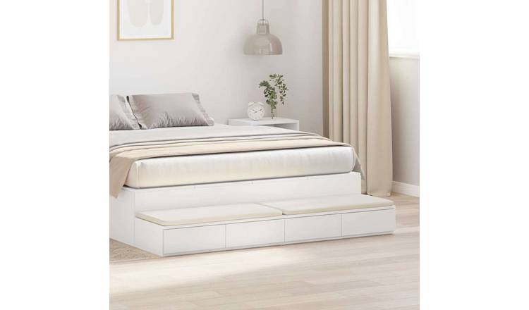 Walplus 4 Drawer Engineered Wood Bed Drawer Unit - White - 160 x 36.5 x 16.5 cm