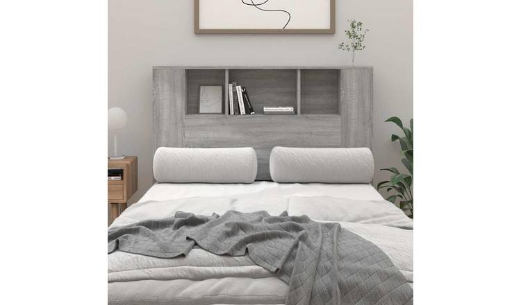 Walplus Engineered Wood Headboard Cabinet - Grey and Oak - 120 x 18.5 x 102.5 cm