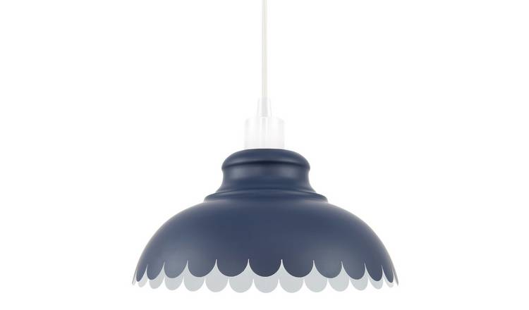 Happy Homewares Industrial and Petal Navy Blue Metal Pendant Shade - 30cm
