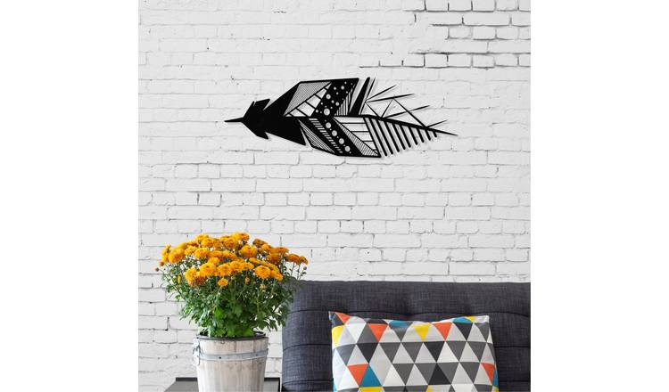 Decortie Metal Wall Art-No.13 Feather Metal Wall Art - black