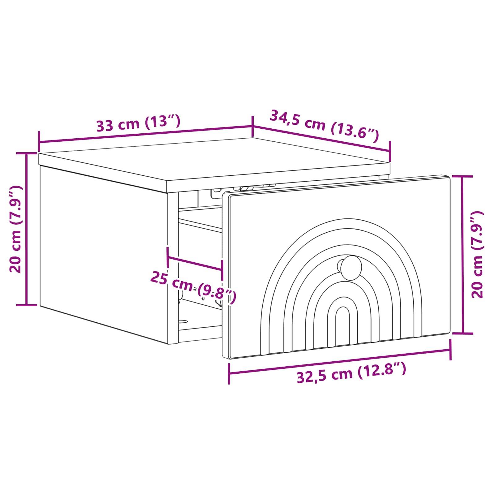 Walplus Pack of 2 Wall Mounted Bedside Table - White - 33 x 34.5 x 20 cm - Image 9