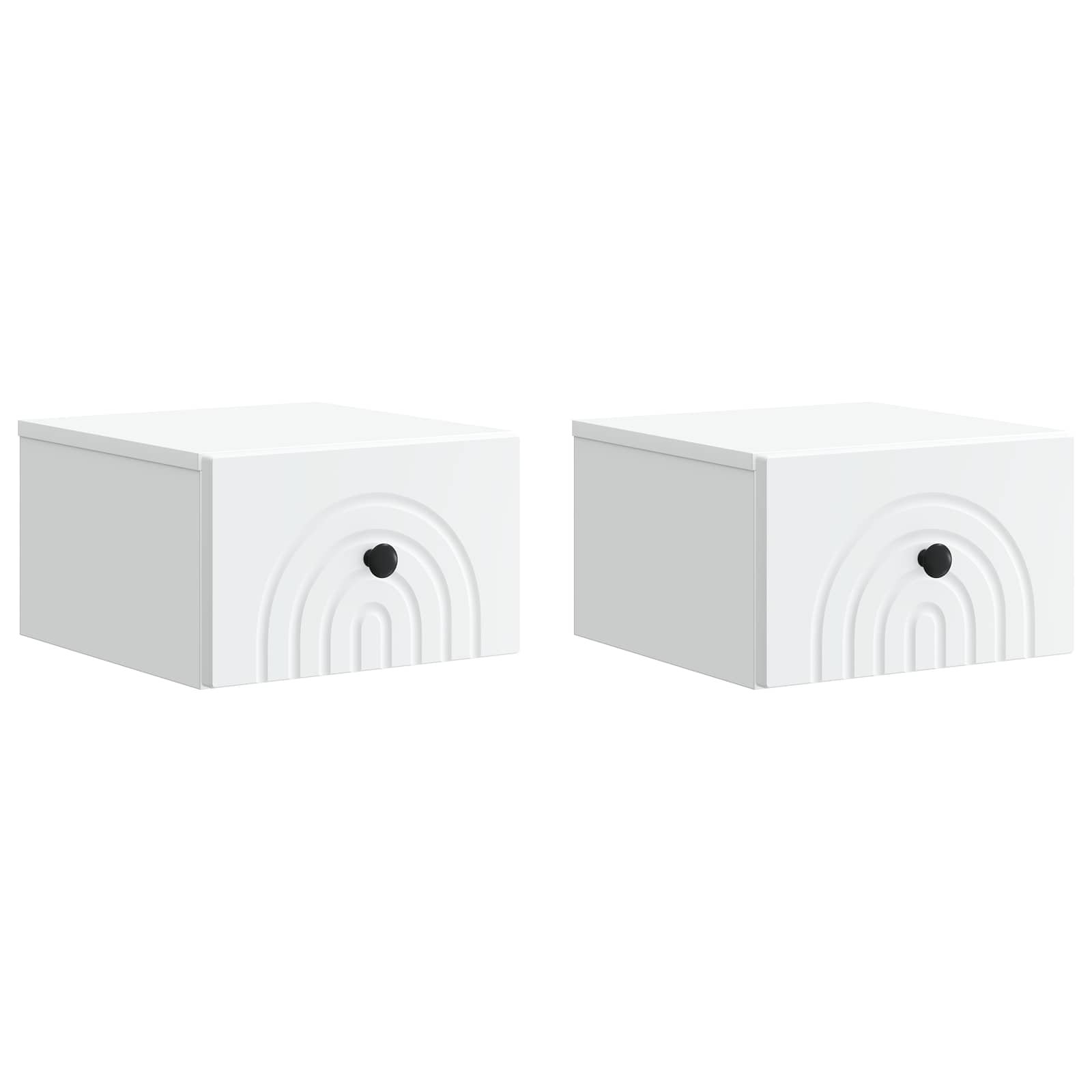 Walplus Pack of 2 Wall Mounted Bedside Table - White - 33 x 34.5 x 20 cm - Image 2