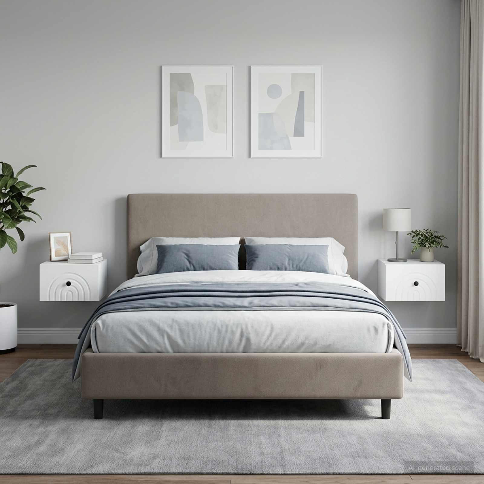 Walplus Pack of 2 Wall Mounted Bedside Table - White - 33 x 34.5 x 20 cm - Image 4