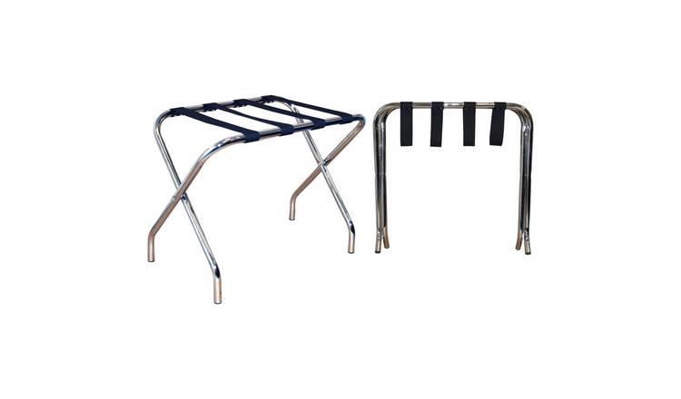 Harbour Housewares Folding Metal Luggage Racks - Chrome - Pack of 2
