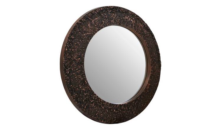 Orsina Akola Copper Finish Round Wall Mirror – Gold